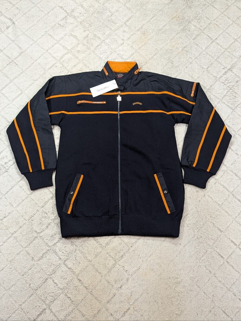 Paul & Shark Jacket Mens XL Blue Yellow Yachting Wool Blend Bomber Varsity Zip